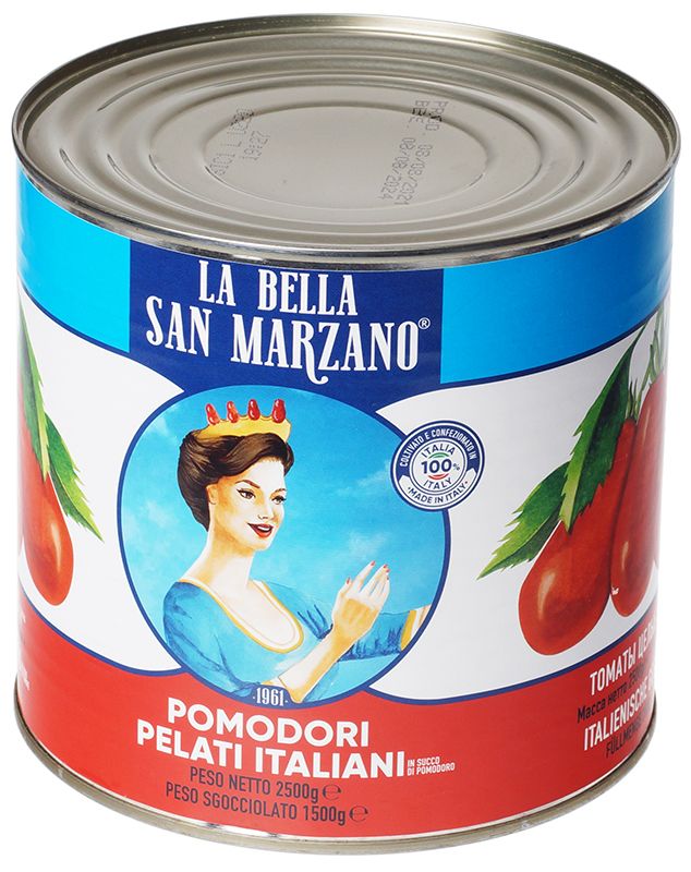 Томаты La Bella San Marzano целые очищ. в с/с 2500г/1500г, 1/6